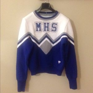 Vintage Cheerleader Sweater Blue and White